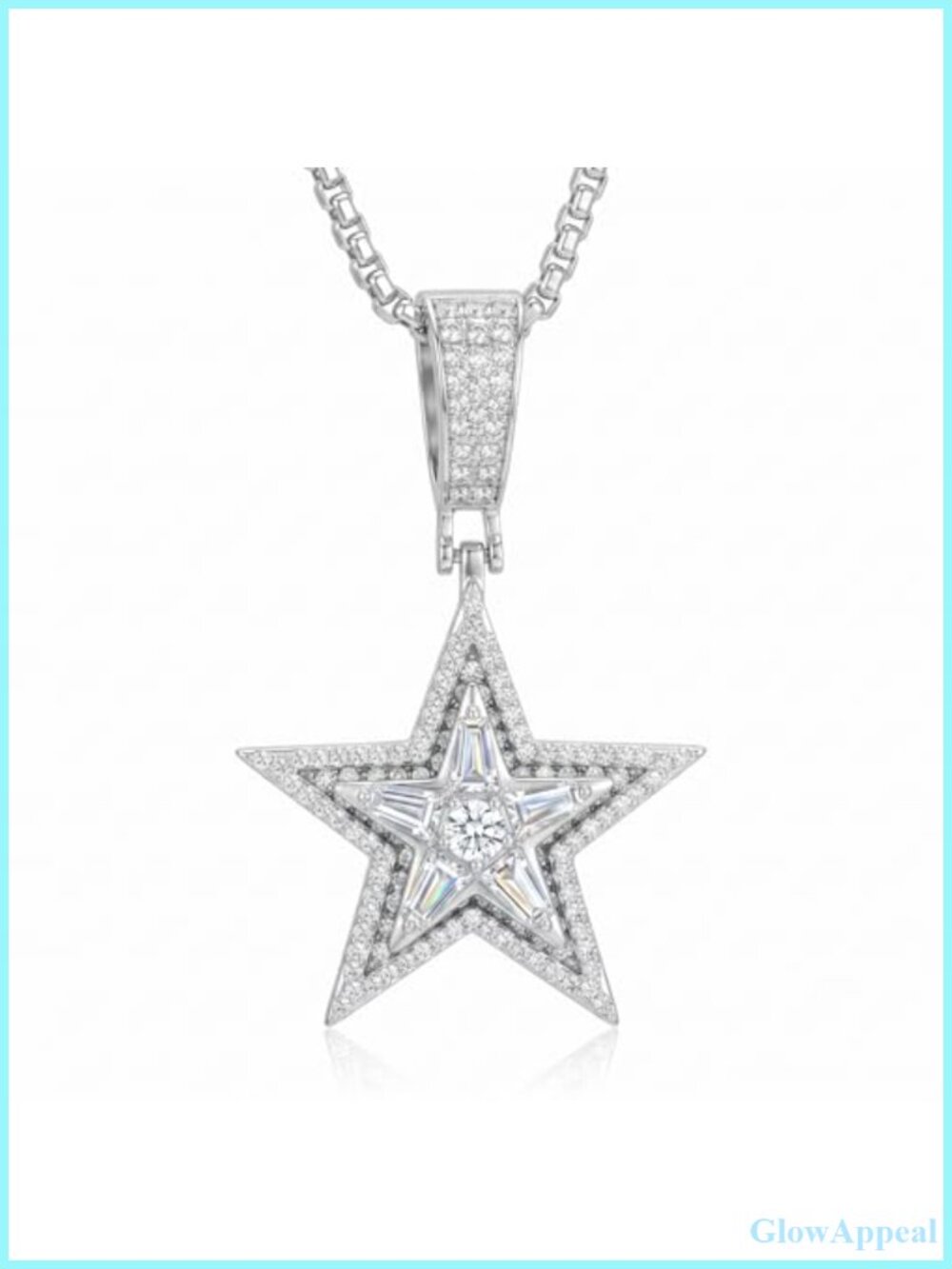 Titanium Steel Necklace Rotating Full Diamond Star Pendant Unisex Fashion
